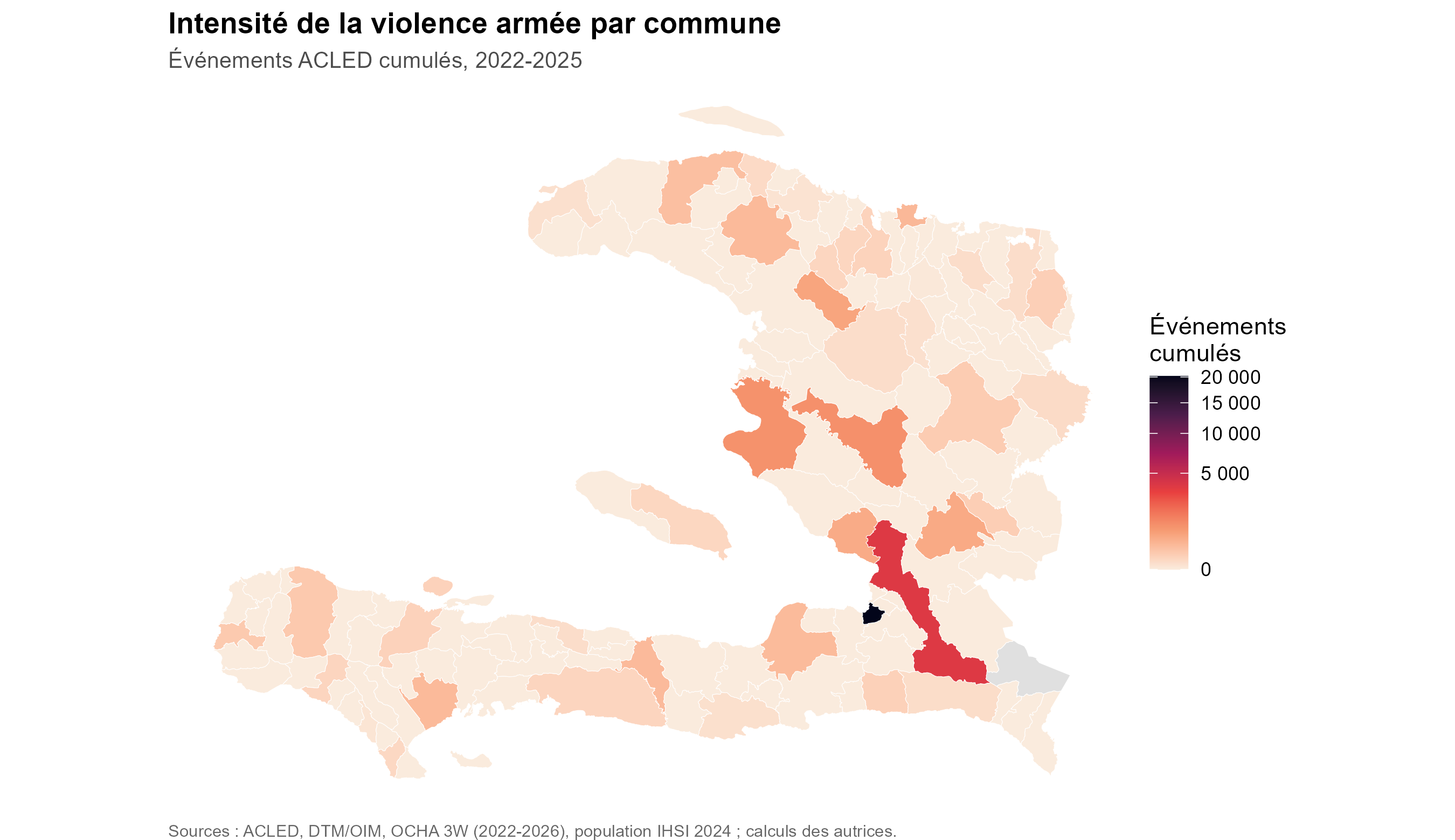 Carte de la violence cumulée par commune, export du 18 juillet 2026.